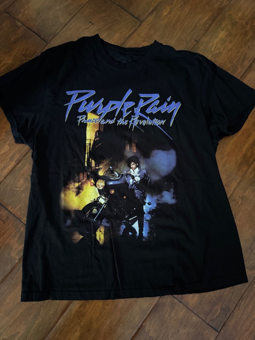 Like new! Purple Rain Graphic Tee - Black with Purple & Yellow Artwork Men M